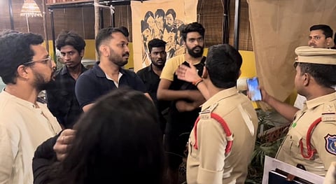 Police halt the Screening of 'Raam Ke Naam' documentary at a cafe in Hyderabad