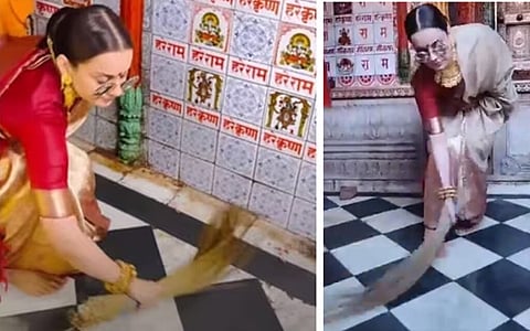 Watch: Kangana sweeps Hanuman temple in Ayodhya
