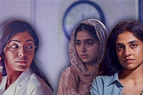 From left: Rima Kallingal in 22FK, Anaswara Rajan in Neru, and Zarin Shihab in Aattam