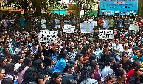 Students protest at the IIT BHU campus