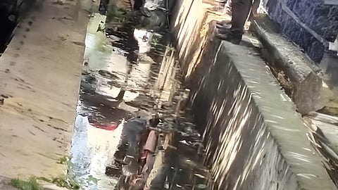 The drain in which the child's body was found