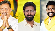 (From Left) Kesineni Shivnath (chinni), Mathkumilli Bharat and Kinjarapu Ram Mohan Naidu