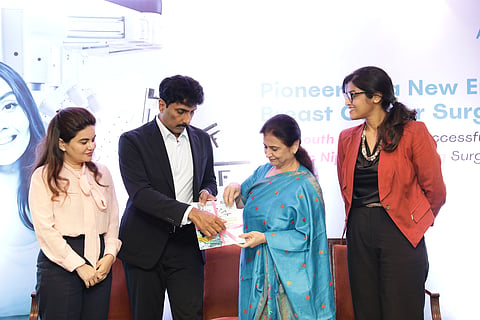 From Left to Right - 

Dr Priya Kapoor , Consultant - Surgical  Oncology, Apollo Cancer Centre, Chennai,
Dr Venkat P,  Senior Consultant -  Surgical Oncology, Apollo Cancer Centre, Chennai,
Ms. Sheela Ketan, Chief Executive Officer, Apollo Cancer Centre, Chennai,
Dr Mukta Mahajan - Consultant Radiology, Apollo Cancer Centre, Chennai