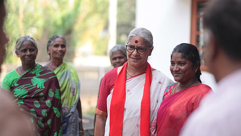 Women from Sathyamangalam Forest with Annie Raja in Wayanad