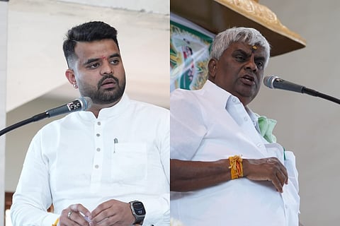 Prajwal Revanna (L), Revanna (R)