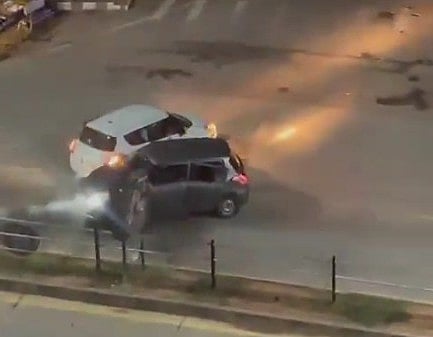 The cars colliding