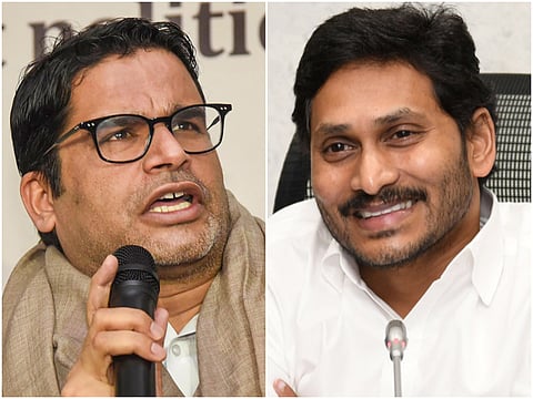 Poll strategist Prashanth Kishore(on left), Andhra Pradesh CM YS Jagan Mohan Reddy 