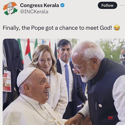INC Kerala X handle deletes post on Modi-Pope meet, says no qualms over mocking PM