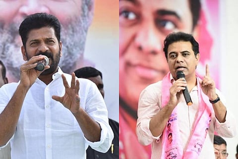 Telangana CM Revanth Reddy and BRS working president KTR. 