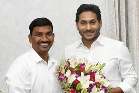 Former MLA Jaradoddi Sudhakar Reddy with YSRCP chief YS Jagan Mohan Reddy
