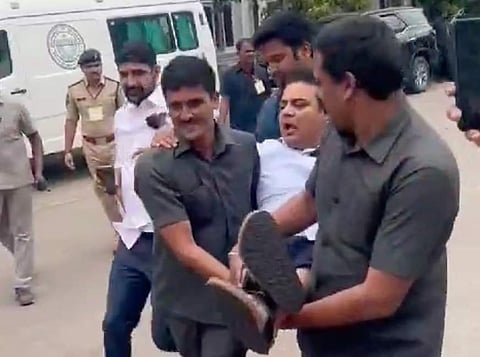 BRS MLAs detained at Telangana Assembly during protest over CM's remarks
