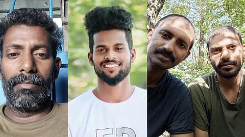 Santhosh Shanmukhan, Prince Sebastian (second from left, returned Kerala), Jane and Binil (From L to R), Men who were recruited to Russia