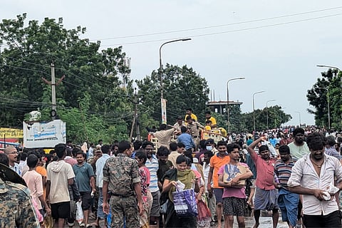Ajithsinghnagar flyover flooded post the Vijayawada floods.  