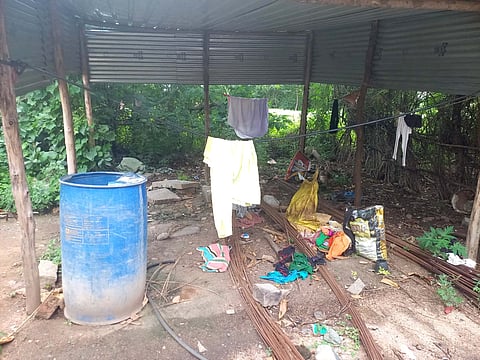 The shed where Mariyamma, who was allegedly murdered by her in-laws, was forced to live. 