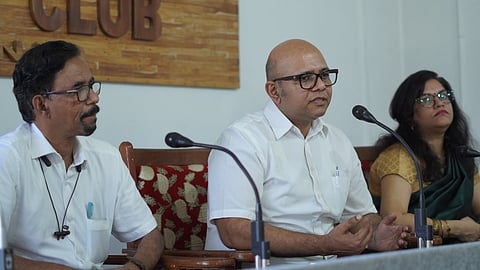 WLF Director Vinod K Jose, along with curators Joseph K Job and Leena Gita Reghunath
