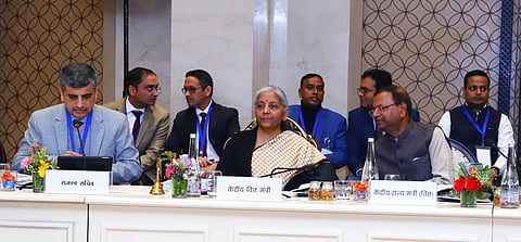 Finance Minister Nirmala Sitharaman along with the GST Council members