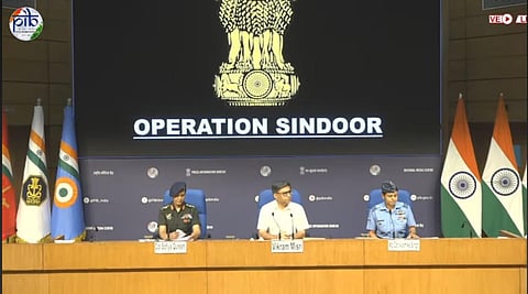 Wing Commander Vyomika Singh, Foreign Secretary Vikram Misri and Colonel Sofiya Qureshi