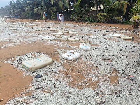 Nurdle deposits in Kochuveli beach in Thiruvananthapuram