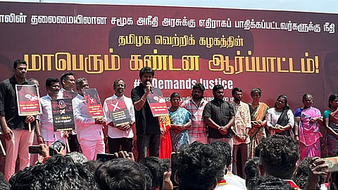 Thousands join Vijay’s protest seeking justice for custody death victims

