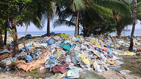 Waste dumped in one of the beaches of Kadmat island