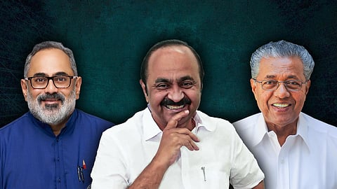 Rajeev Chandrasekhar, VD Satheesan and Pinarayi Vijayan (L to R) 