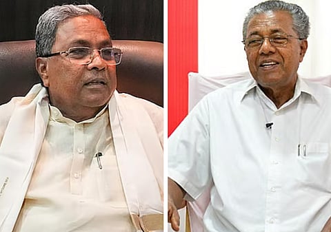 Karnataka CM Siddaramaiah and Kerala CM Pinarayi Vijayan 