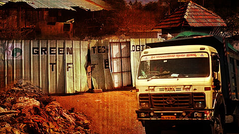 A truck outside closed Terra Firma waste plant.