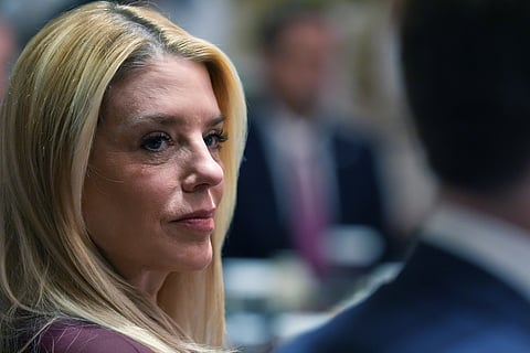 Attorney General Pam Bondi listens during a Cabinet meeting at the White House, Thursday, March 26, 2026, in Washington. 