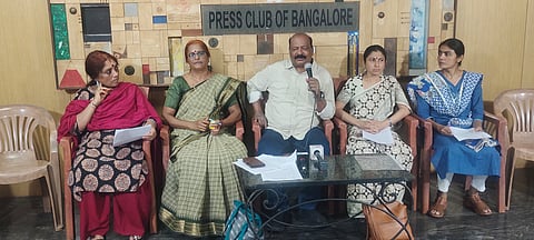 Advocate S Balan raising questions in Bengaluru about the findings of the SIT on Dharmasthala mass burials 