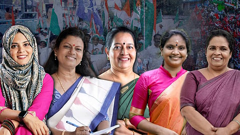 Fathima Thahliya, Bindu Krishna, Uma Thomas, Ramya Haridas and OS Ambika (L to R)   