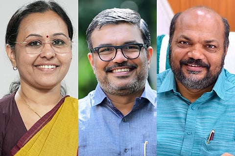Veena George, MB Rajesh and P Rajeev