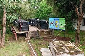 A biogas plant setup at Sahyadri School in Pune district. 