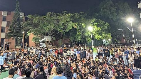 Overnight student protest at the National Law School of India University (NLSIU) campus in Bengaluru