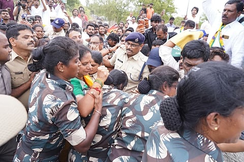 Telangana cops stop BRS march to Gun Park, detain Kavitha at protest in Boduppal 