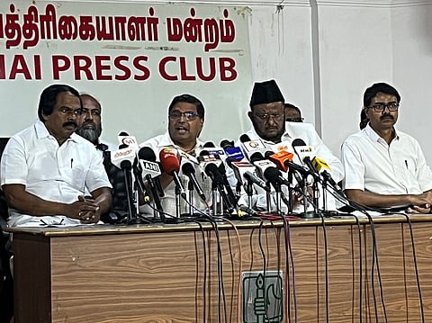 The press conference conducted by retired judge Justice Hari Paranthaman, Advocate Vanchinathan, former minister Mano Thangaraj, MLA MH Jawahirullah and other civil organisations.