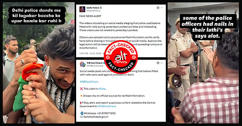 Fact check shows Delhi police used baton with nails at Jantar Mantar