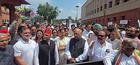 Opposition, BJP stage rival protests over NEET row in Parliament