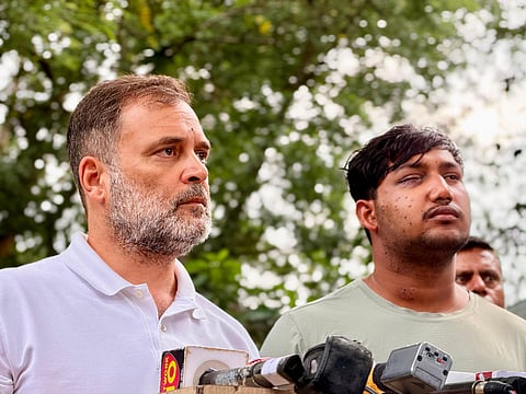 Rahul Gandhi with pellet gun victim Sahil