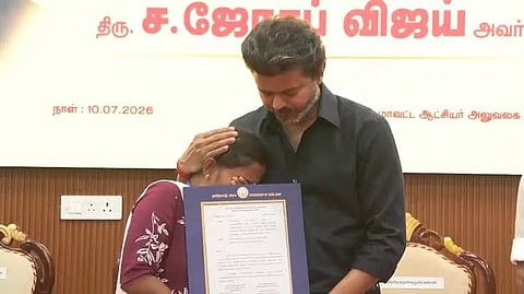 CM Vijay with Karur stampede victims' families