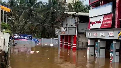 Flooded areas of Kozhencherry in Pathanamthitta 