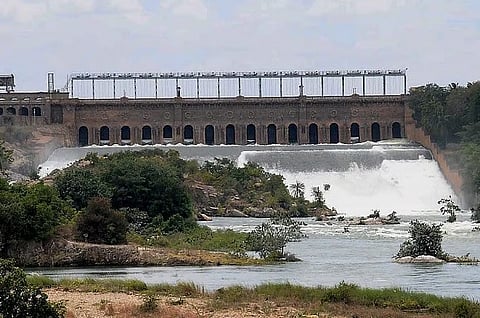 Krishna Raja Sagara (KRS) Dam located across the Cauvery River in Mandya