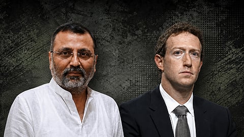 Images of BJP MP Nishikant Dubey and Meta founder Mark Zuckerberg