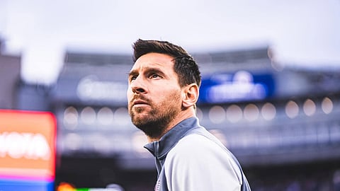Footballer Lionel Messi looking afar 