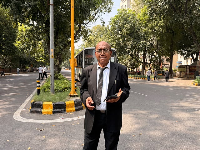 Prem Singhal arrives at the protest site