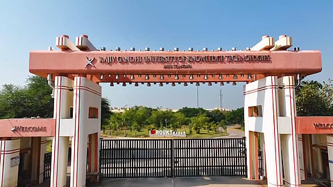 Main entrance gate of Rajiv Gandhi University of Knowledge Technologies (RGUKT) in Basar, Telangana.