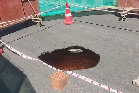 The sinkhole that formed in central Bengaluru on January 12
