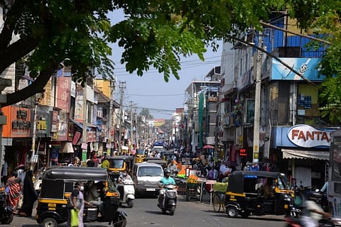 A Kerala market street, people can be seen doing shopping 
