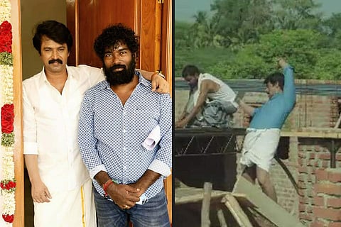 Tamil actor and director Cheran seen falling from a height during film shooting. 