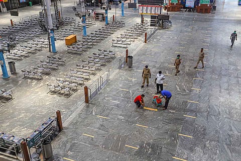Chennai Central COVID-19 marking