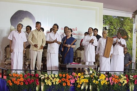 At Karunanidhi statue unveiling, political leaders vow to defeat PM Modi in 2019